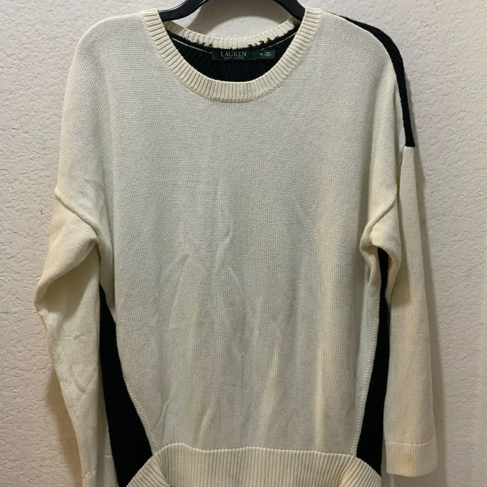 Lauren Ralph Lauren Relaxed Fit Long Sleeve Color Block Tunic Sweater